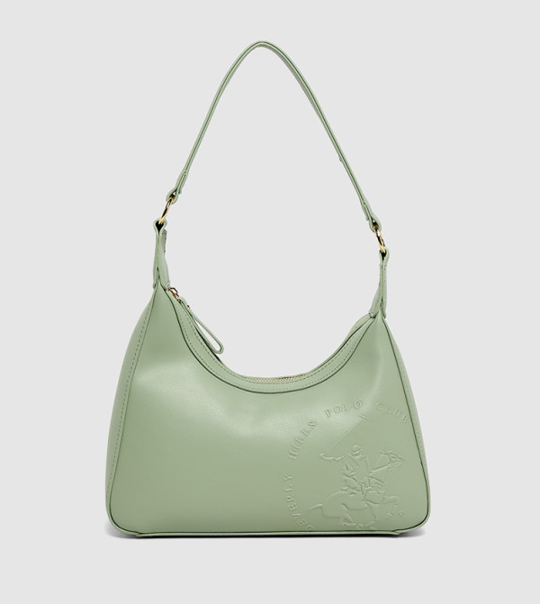 Logo Embossed Zippered Shoulder Bag