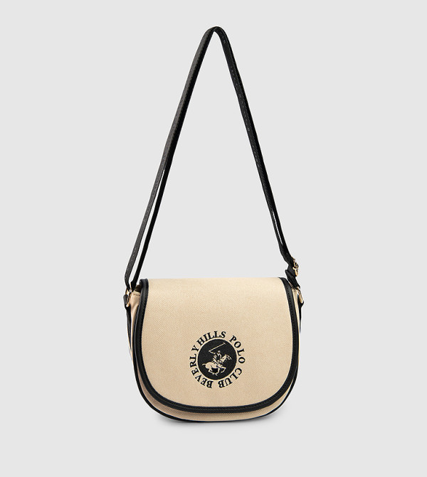 حقيبة كروس بودي مطرزة بالشعار مع حواف متباينة