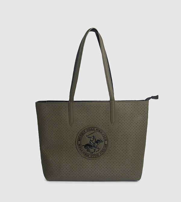 Logo Applique Zip Tote Bag