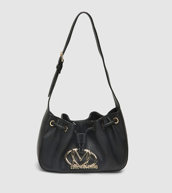 Monogram Detail Drawstring Shoulder Bag