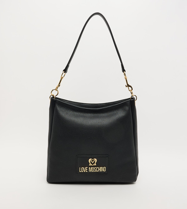 Logo Detail Textured Shoulder Bag