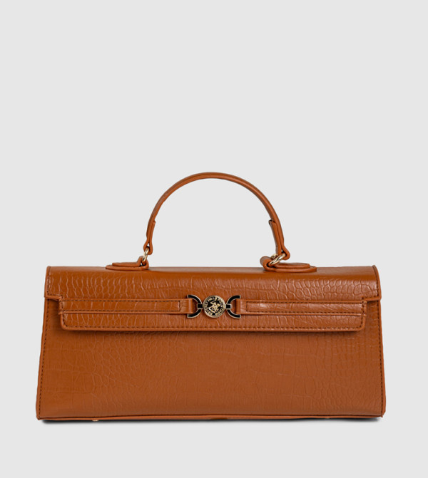 Croc Textured Top Handle Bag
