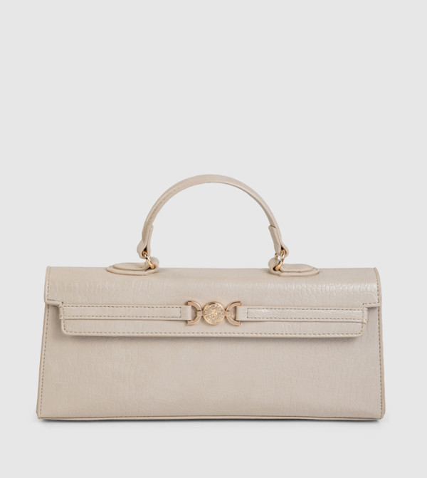 Croc Textured Top Handle Bag