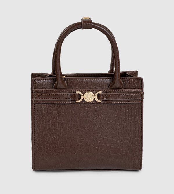 Croc Textured Satchel Bag
