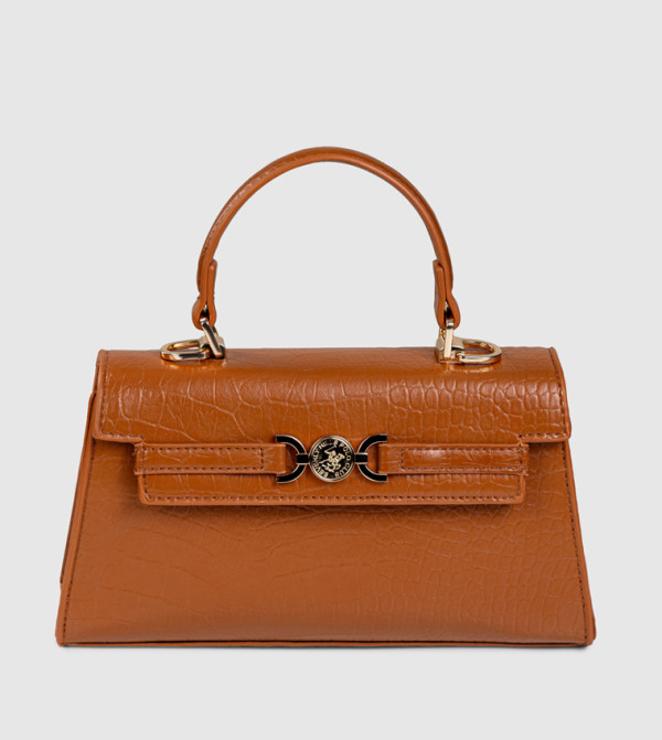 Croc Textured Top Handle Bag
