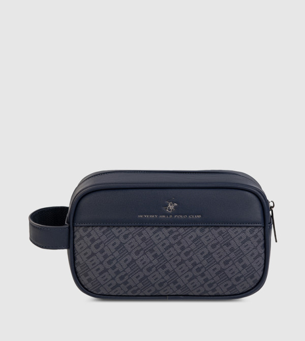 Logo Patterned Zippered Toiletry Bag