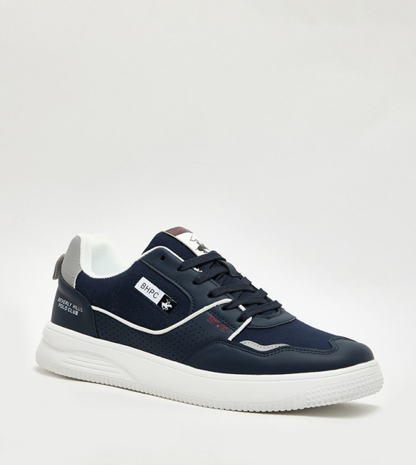 Perforated Round Toe Lace Up Sneakers