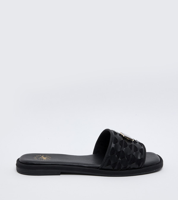 Patterned Open Toe Flat Sandals