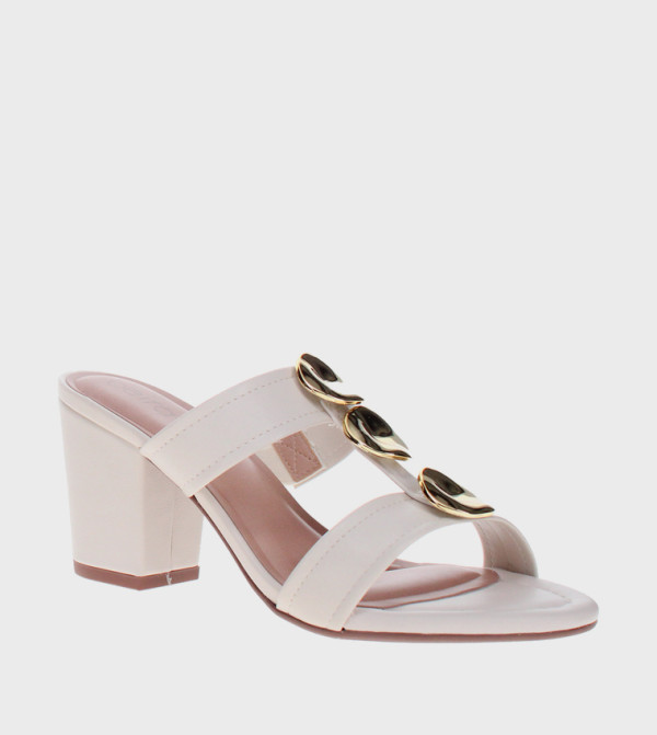 Metal Accent Block Heel Sandals