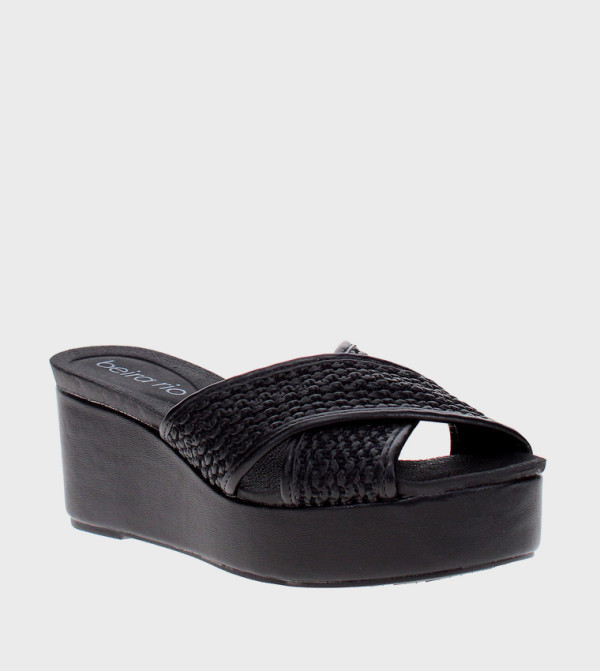 Textured Peep Toe Wedge Sandals