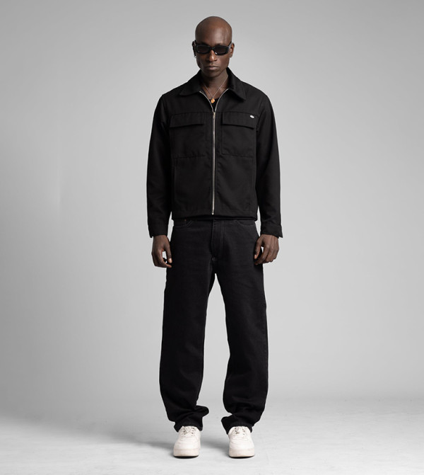 Solid Zip-Through Utility Jacket