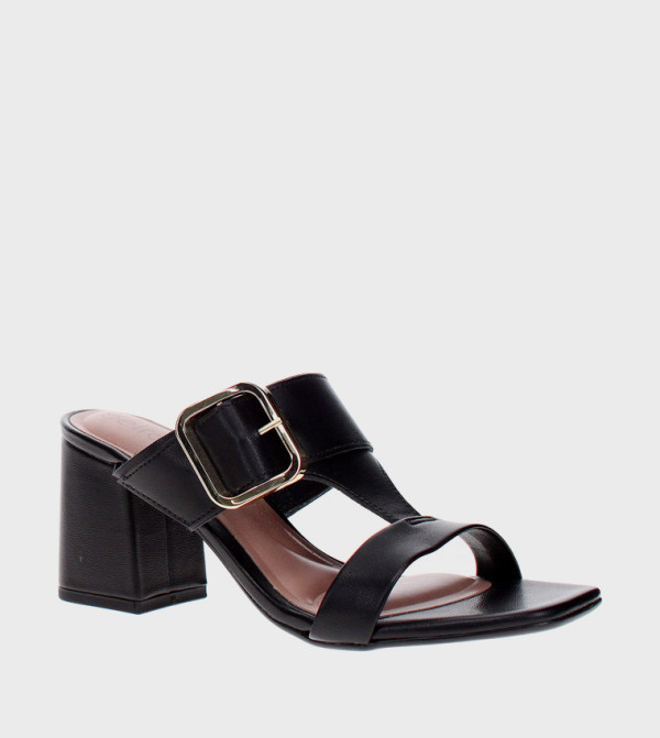 Block Heel Buckle Sandals