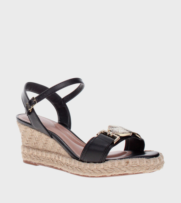 Metal Accent Wedge Sandals