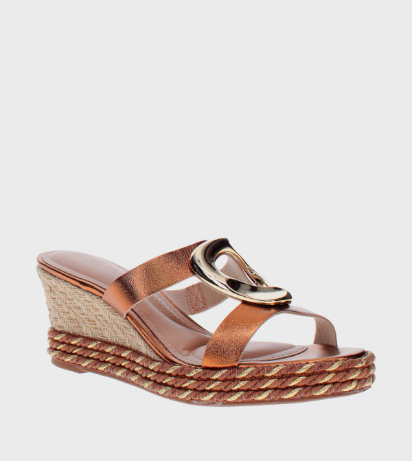Metal Accent Wedge Sandals