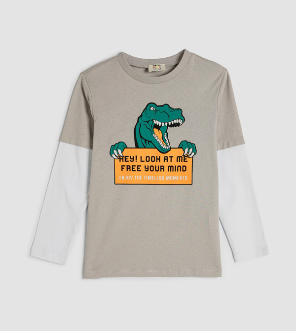 Dinosaur Print Long Sleeves T-Shirt
