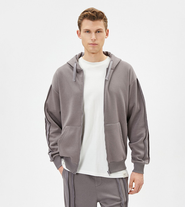Seam Detail Long Sleeves Hooded Jacket