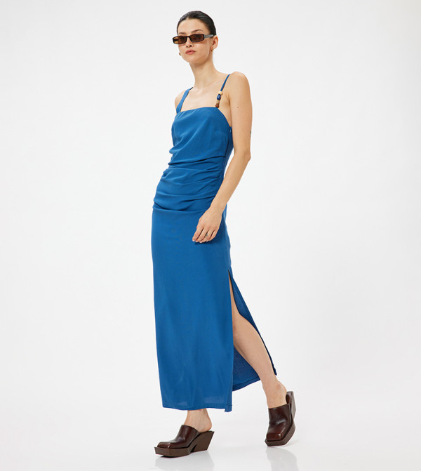 Draped Strappy Maxi Dress