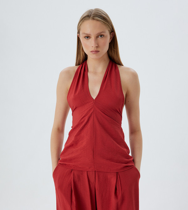 Crinkled Halterneck Top