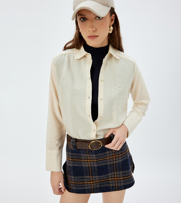 Textured Long Sleeves Viscose Shirt