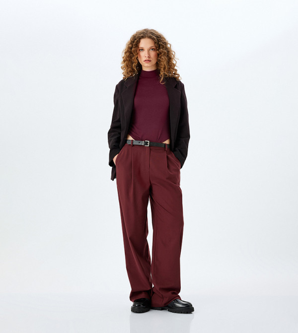 Pleat Detail Wide Leg Pants