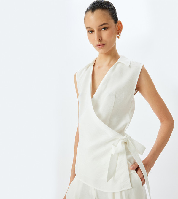 Solid Sleevesless Wrap Top