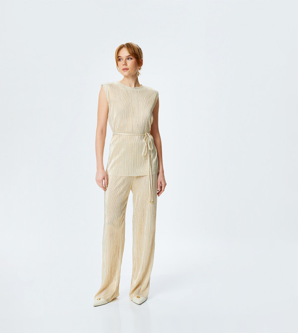 Textured Wide Leg Pants
