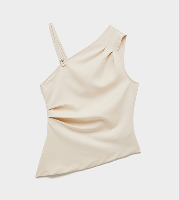 Draped Asymmetric Shoulder Top