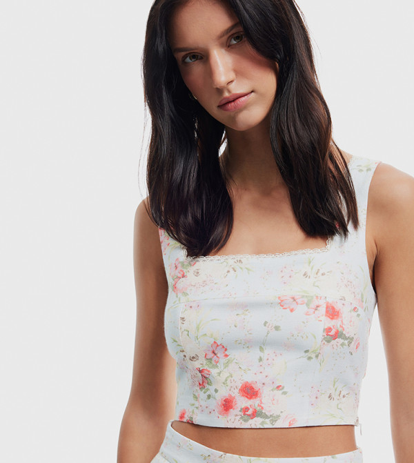 Floral Patterned Crop Top