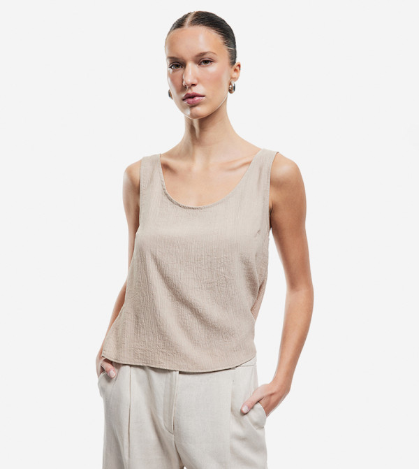 Crinkled Sleeveless Top