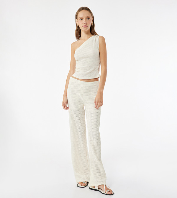 Textured One Shoulder Crop Top