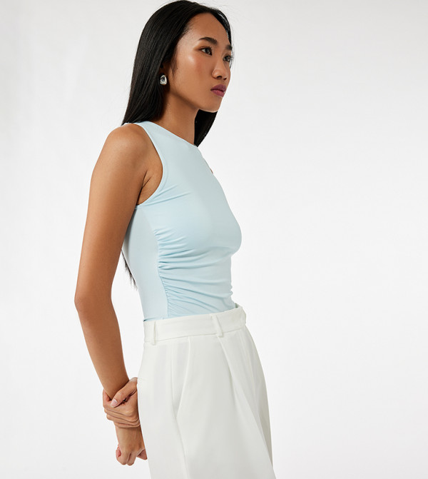 Ruched Sleeveless Crop Top