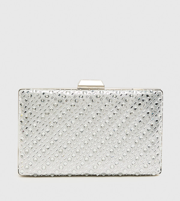 Embellished Clasp Closure Box Clutch