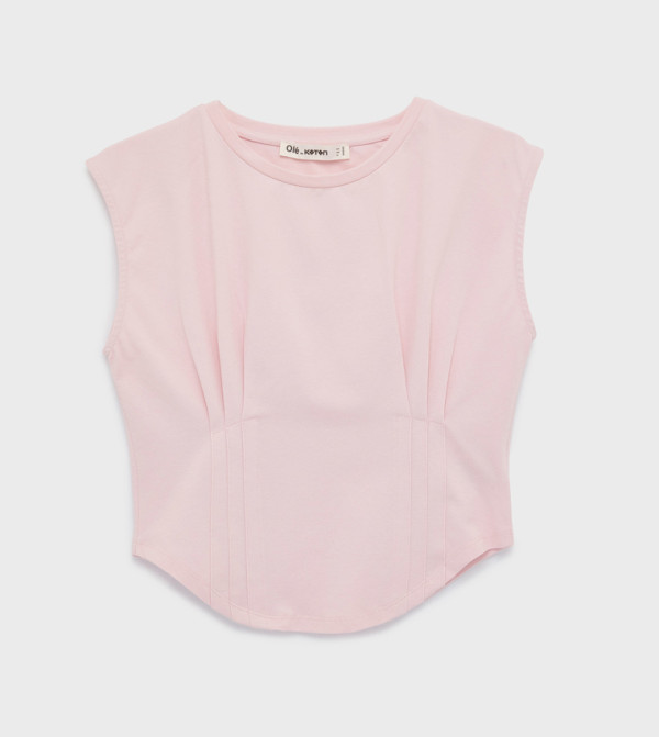 Pleat Detail Sleeveless Crop Top