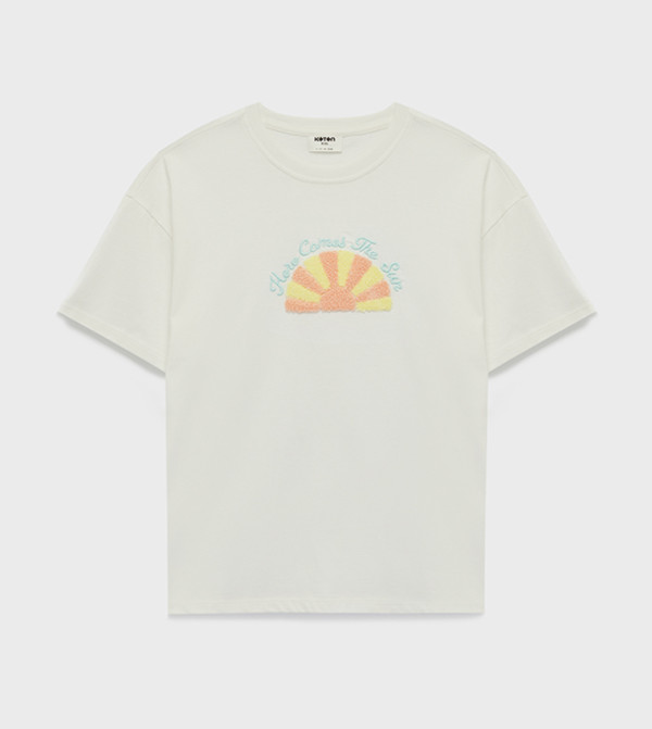 Embroidered Crew Neck Cotton T-Shirt