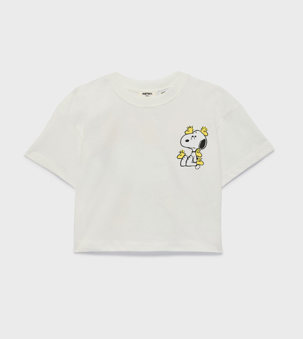Snoopy Printed Crew Neck Cotton T-Shirt
