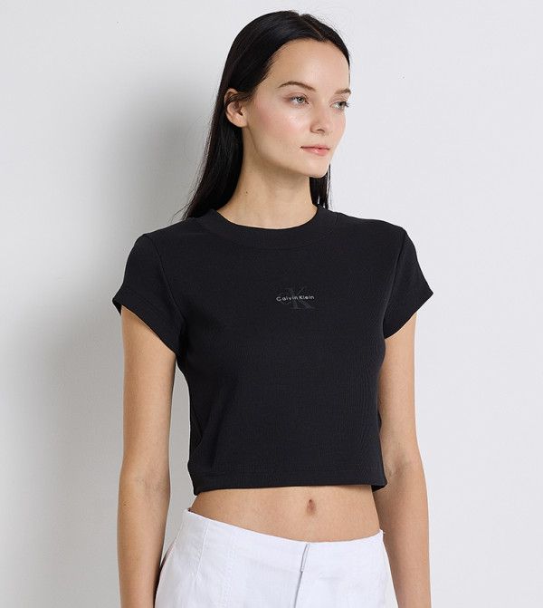 Monogram Printed Cropped T-Shirt
