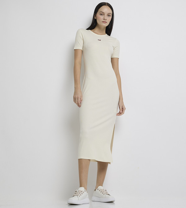 Ribbed Crew Neck T-Shirt Dress