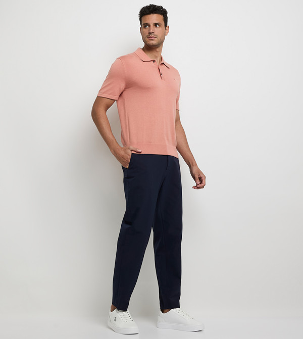 Solid Elastic Waistband Trousers