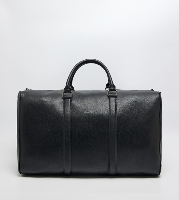 Logo Detail Textured Duffle Bag