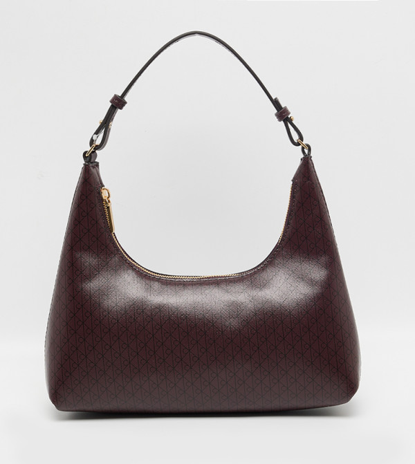 Logo Detail Zippered Hobo Bag