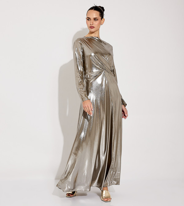 Metallic Cape Maxi Dress
