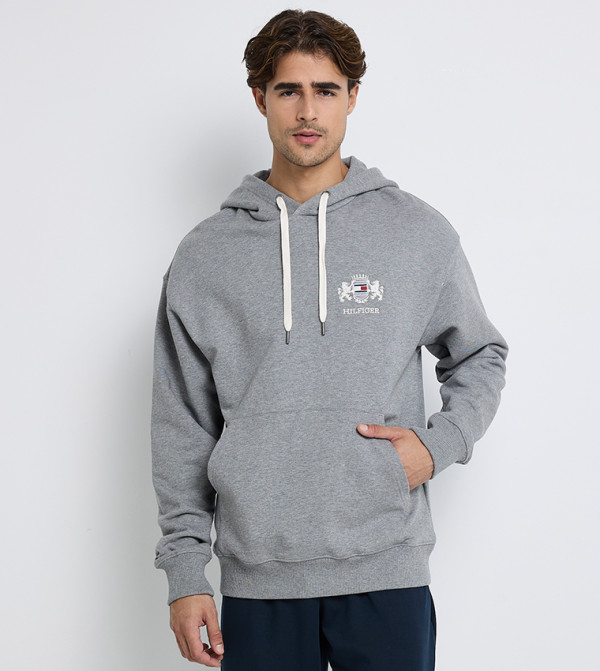 Crest Embroidered Long Sleeves Hoodie