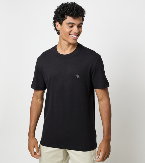 Logo Embroidered Crew Neck T-Shirt