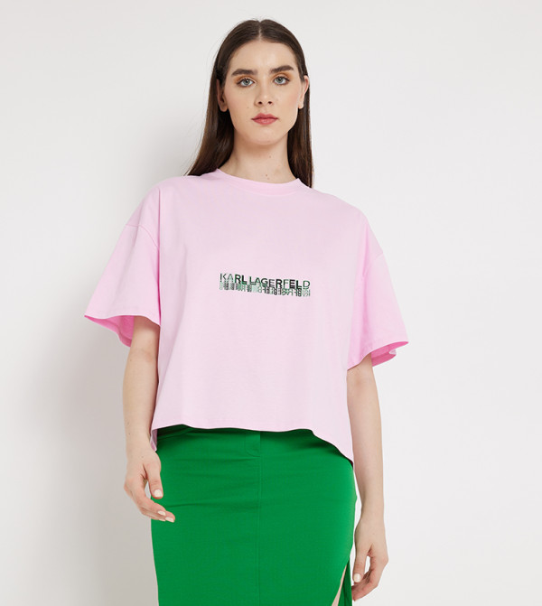 تيشيرت قصير واسع بطبعة 