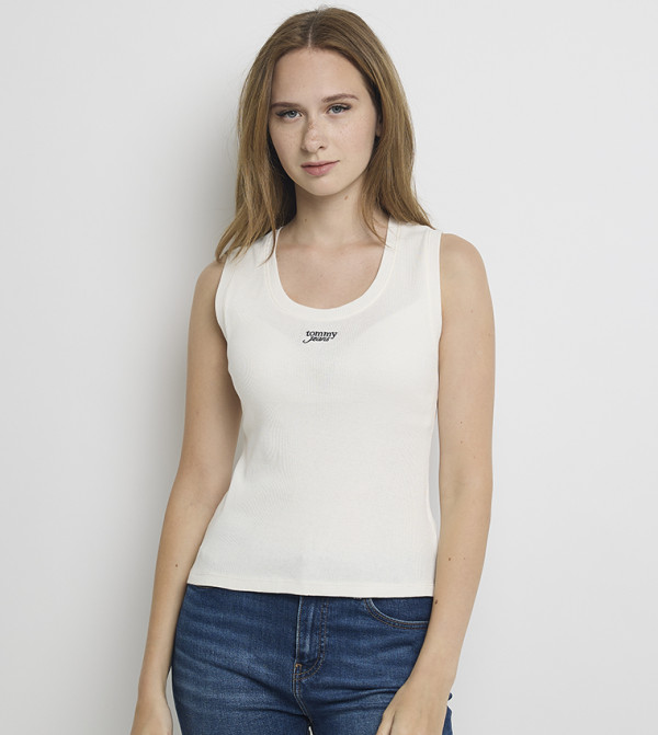 Logo Embroidered Slim Fit Sleeveless Top