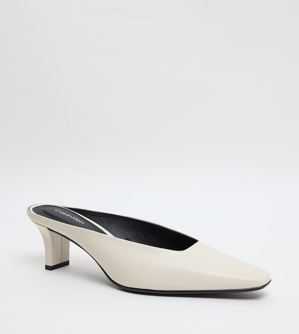 Square Toe Heel Mule Pumps