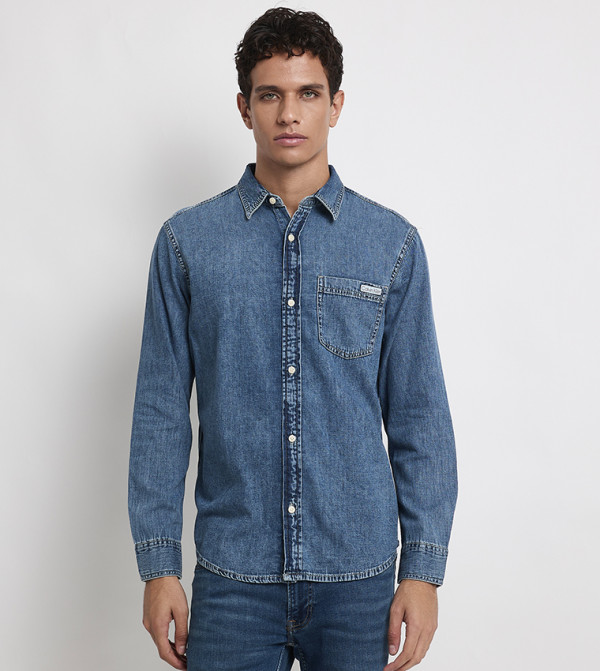 Washed Long Sleeves Casual Shirt