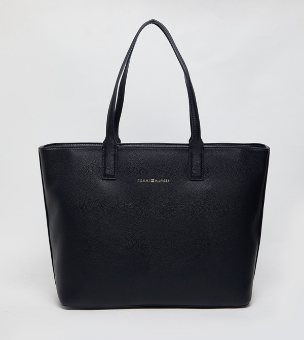 Logo Detail Zippered Tote Bag