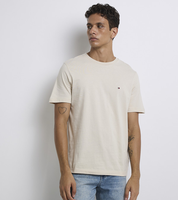 Flag Embroidered Crew Neck T-Shirt