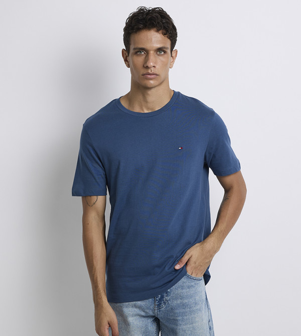 Flag Embroidered Crew Neck T-Shirt